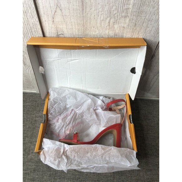 Womens Vetaste Red Chunky Sexy Ankle Strap Rhinestones Dress Heels Shoes Size 5 - Picture 7 of 8